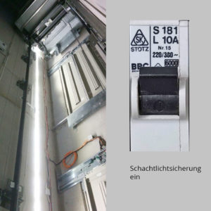 Schachtlichtsicherung ein